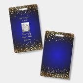 Royal Blue und Gold Wedding Guest Pass Ausweis (Front & Back)