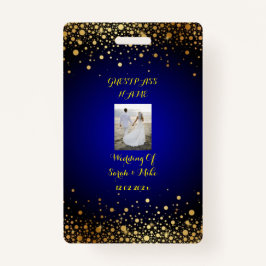 Royal Blue und Gold Wedding Guest Pass Ausweis