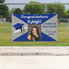 Royal Blue und Grau Vinyl Abschluss Foto Banner