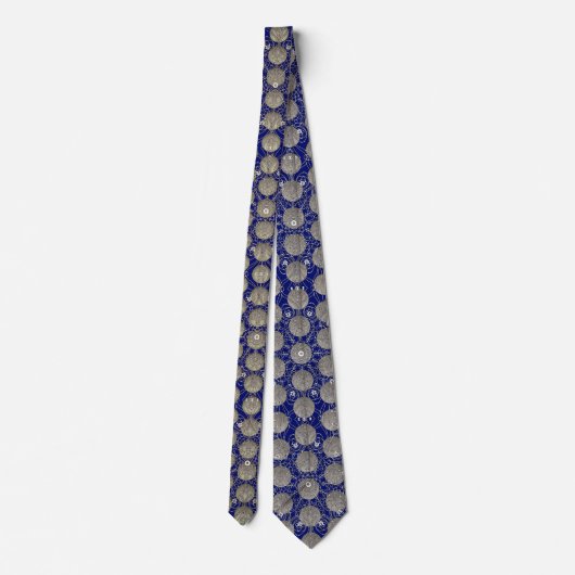 Royal Blue und Gray Polka Dots Pattern Krawatte (Rückseite)