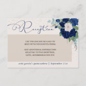 Royal Blue und Ivory Rose Empfang Begleitkarte (Vorderseite)