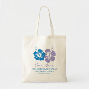 Royal Blue und Lavender Hibiskus Blume Hochzeit Tragetasche