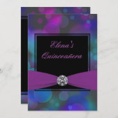 Royal Blue und Lila Quinceanera Einladung (Vorne/Hinten)
