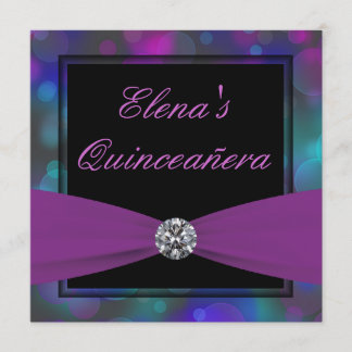 Royal Blue und Lila Quinceanera Einladung