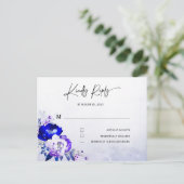 Royal Blue und Lila Wedding RSVP Postkarte (Stehend Vorderseite)