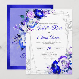 Royal Blue und Lila Wedding Theme Einladung