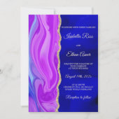 Royal Blue und Lila Wedding Theme Einladung (Vorderseite)