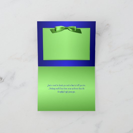 Royal Blue und Lime Green Danke Note Card (Innenseite)
