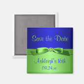 Royal Blue und Lime Green speichern das Date Magne Magnet (Vorderseite/Rückseite)