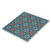 Royal Blue und Orange Gemusterte Keramik Tile Fliese (Seite)
