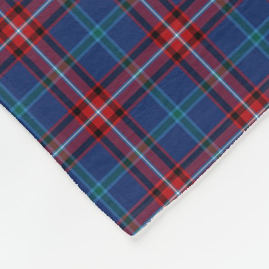 Royal Blue und Red Kariert Glenn Tartan Fleecedecke (Ecke)
