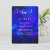 Royal Blue und Silber 16 . Geburtstag Einladung (Stehend Vorderseite)