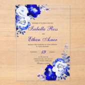 Royal Blue und Silver Acrylic Wedding Acryleinladungen (Vorderseite)