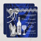 Royal Blue und Silver Aged to Perfection Geburtsta Einladung (Vorne/Hinten)