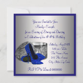 Royal Blue und Silver Birthday Party Einladung (Rückseite)