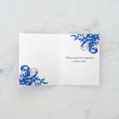 Royal Blue und Silver Blüh Vielen Dank Dankeskarte (Innenseite)