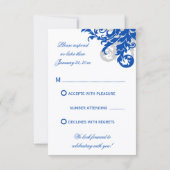 Royal Blue und Silver Blüh Wedding RSVP (Rückseite)