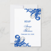 Royal Blue und Silver Blüh Wedding RSVP (Vorderseite)