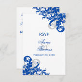 Royal Blue und Silver Blüh Wedding RSVP (Vorne/Hinten)