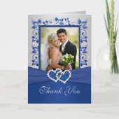 Royal Blue und Silver Danke, Card mit Foto Dankeskarte (Vorderseite)