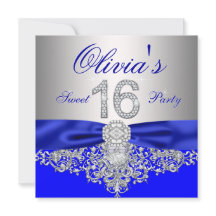 Royal Blue und Silver Diamond Sweet 16 Party