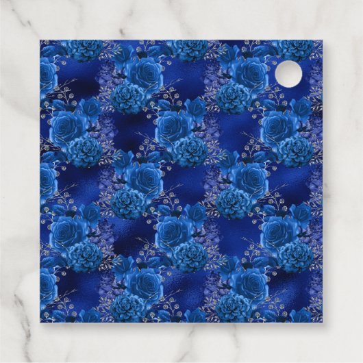 Royal Blue und Silver Floral Geschenkanhänger (Rückseite)