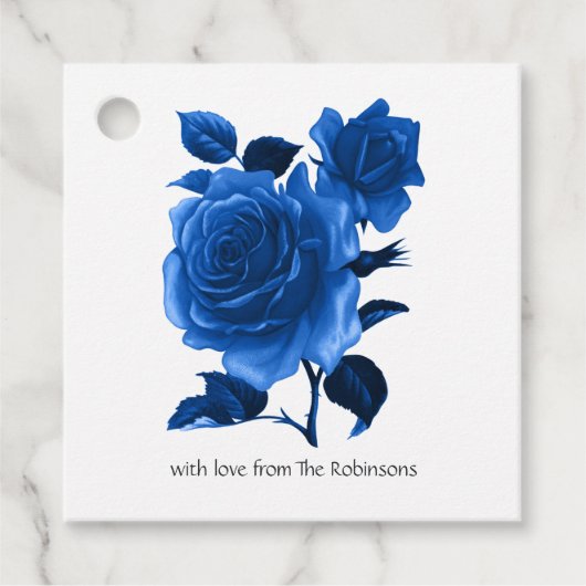Royal Blue und Silver Floral Geschenkanhänger (Vorderseite)
