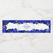 Royal Blue und Silver Floral Quinceanera Wasserflaschenetikett (Einzelnes Label)