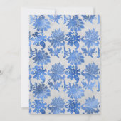 Royal Blue und Silver Floral Wedding Einladung (Rückseite)