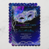 Royal Blue und Silver für Masquerade Party Einladung (Vorne/Hinten)