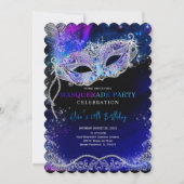 Royal Blue und Silver für Masquerade Party Einladung (Vorderseite)