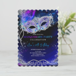 Royal Blue und Silver für Masquerade Party Einladung