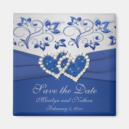 Royal Blue und Silver Gastgeschenk Hochzeit Magnet (Vorne)