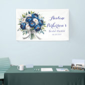 Royal Blue und Silver Glittery Peony Brautparty Banner (Messeveranstaltung)