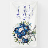 Royal Blue und Silver Glittery Peony Brautparty Banner (Vertikal)