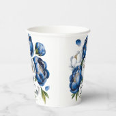Royal Blue und Silver Glittery Peony Wedding Pappbecher (Rechts)