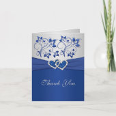 Royal Blue und Silver Joined Hearded Danke, Card Dankeskarte (Vorderseite)