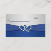 Royal Blue und Silver Joined Hearts Placecards Platzkarte (Rückseite)
