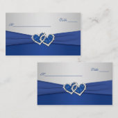Royal Blue und Silver Joined Hearts Placecards Platzkarte (Vorne/Hinten)
