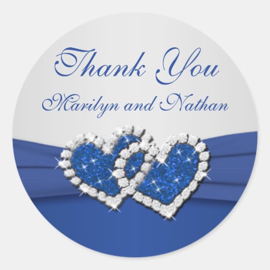 Royal Blue und Silver Joined Hearts Sticker (Vorderseite)