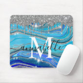 Royal Blue und Silver Monogram Mousepad (Mit Mouse)