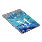 Royal Blue und Silver Monogram Notizblock (Rechte Seite)