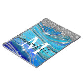 Royal Blue und Silver Monogram Notizblock (Linke Seite)