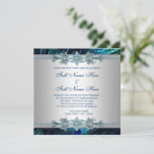 Royal Blue und Silver Royal Indian Peacock Wedding Einladung (Stehend Vorderseite)