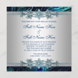 Royal Blue und Silver Royal Indian Peacock Wedding Einladung