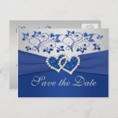 Royal Blue und Silver Save the Date Card Ankündigungspostkarte (Vorne/Hinten)