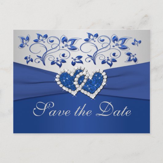 Royal Blue und Silver Save the Date Card Ankündigungspostkarte (Vorderseite)