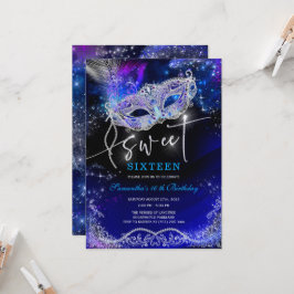 Royal Blue und Silver Sweet 16 Dekorationen Einladung