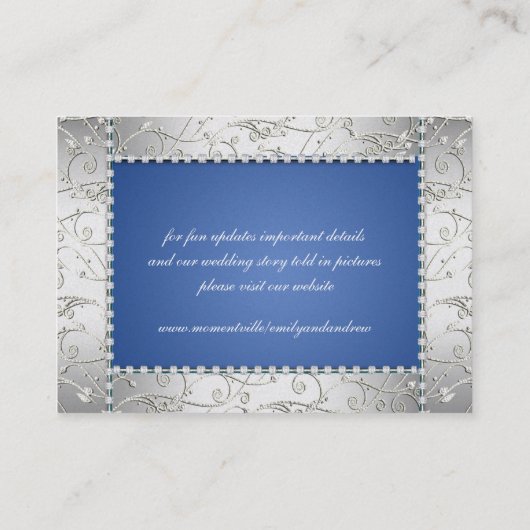 Royal Blue und Silver Swirt Table Platzkarten (Rückseite)