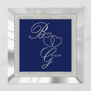 Royal Blue und Silver Wedding Einladung